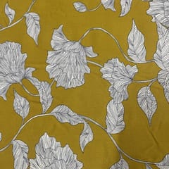 Mustard Color Rayon Printed Fabric