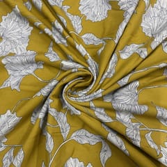 Mustard Color Rayon Printed Fabric