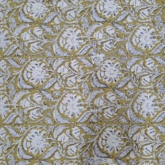 Mustard Color Cambric Cotton Bagru Printed Fabric