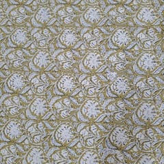 Mustard Color Cambric Cotton Bagru Printed Fabric