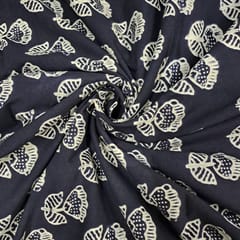 Dark Navy Blue Color Cambric Cotton Printed Fabric