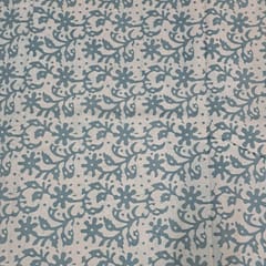 Teal Blue Color Cambric Cotton Dabu Printed Fabric