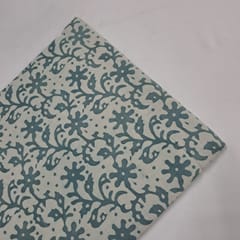 Teal Blue Color Cambric Cotton Dabu Printed Fabric