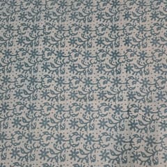 Teal Blue Color Cambric Cotton Dabu Printed Fabric