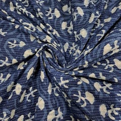 Blue Color Cambric Cotton Kantha Printed Fabric