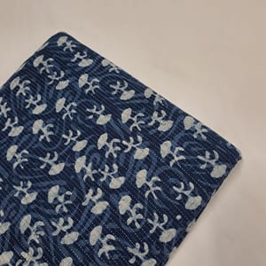 Blue Color Cambric Cotton Kantha Printed Fabric