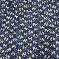 Blue Color Cambric Cotton Kantha Printed Fabric