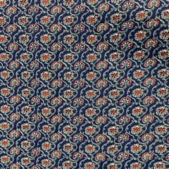 Navy Blue Color Cotton Cambric Printed Fabric