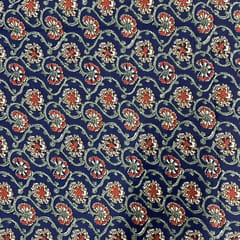 Navy Blue Color Cotton Cambric Printed Fabric