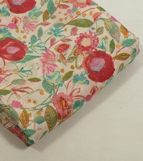 Multi Color Muslin Shimmer Digital Printed Fabric