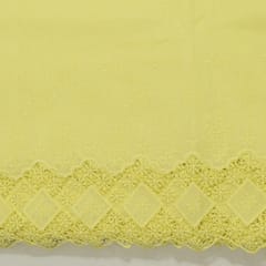 Lime Green Color Cotton Chikan Border Embroidered Fabric