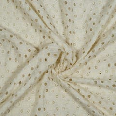 Dyeable Cotton Chikan Embroidered Fabric