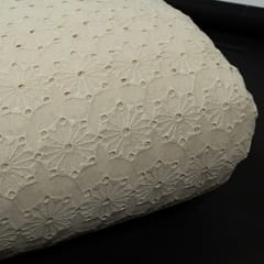 Dyeable Cotton Chikan Embroidered Fabric