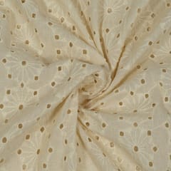 Dyeable Cotton Chikan Embroidered Fabric