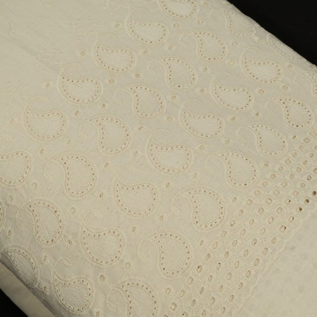 Dyeable Cotton Chikan Embroidered Fabric