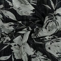 Black Color Viscose Natural Crepe Printed Fabric