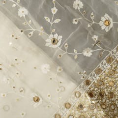 Dyeable Georgette Embroidered Fabric