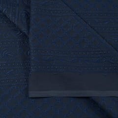 Navy Blue Color Georgette Chikan Embroidered Fabric (1Meter Piece)