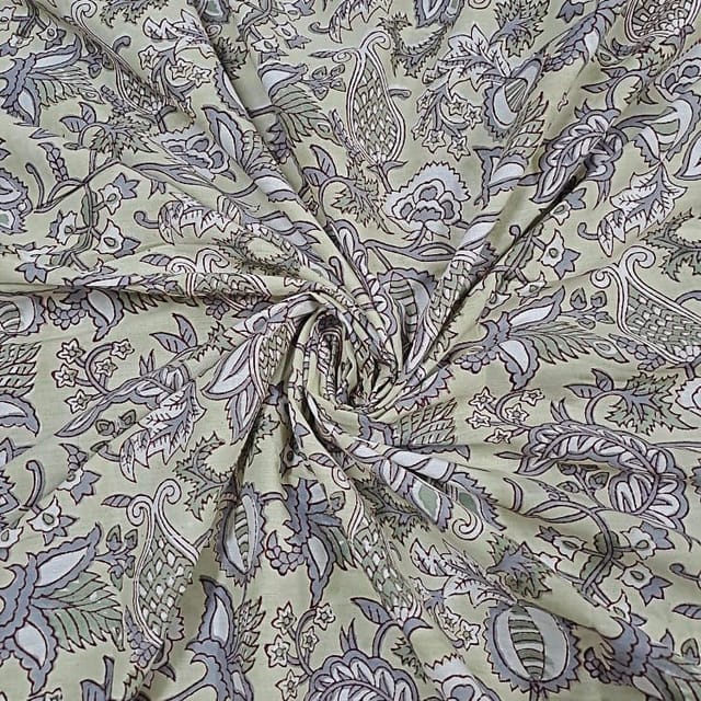 Cream Color Cotton Cambric Printed Fabric