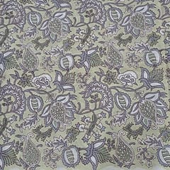 Cream Color Cotton Cambric Printed Fabric