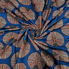 Blue Color Cotton Cambric Printed Fabric