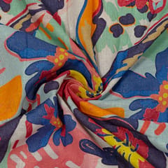 Multi Color Linen Digital Printed Fabric