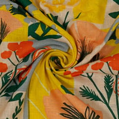 Multi Color Linen Digital Printed Fabric