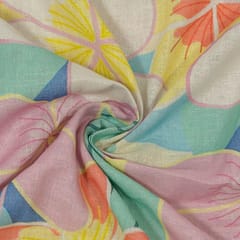 Multi Color Linen Digital Printed Fabric