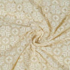 Dyeable Cotton Schiffli Embroidered Fabric