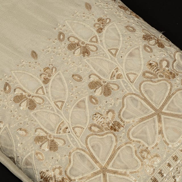 Dyeable Shimmer Muslin Embroidered Fabric