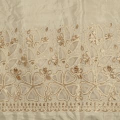 Dyeable Shimmer Muslin Embroidered Fabric