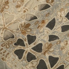 Dyeable Shimmer Muslin Embroidered Fabric