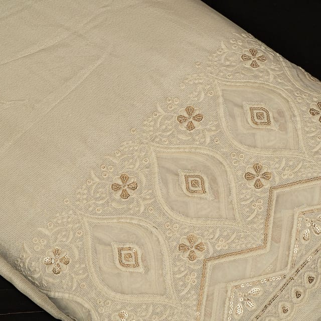 Dyeable Shimmer Muslin Embroidered Fabric