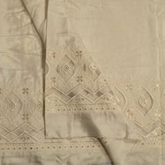 Dyeable Shimmer Muslin Embroidered Fabric