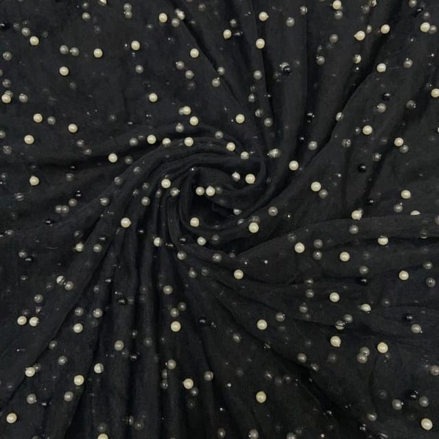 Black Color Pearl  Net Embroidery