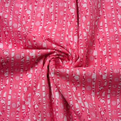 Pink Color Cambric Cotton Printed Fabric