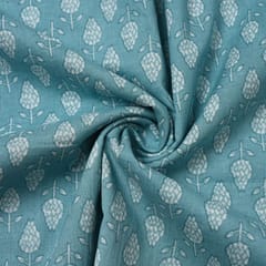 Light Blue Color Cambric Cotton Printed Fabric