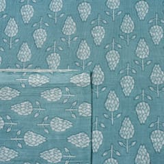 Light Blue Color Cambric Cotton Printed Fabric