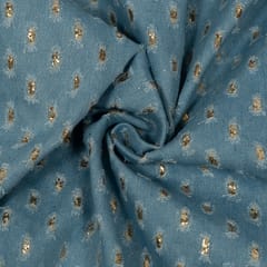 Blue Color Denim Glitter Fabric