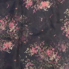 Black Floral Pure Organza Printed Fabric