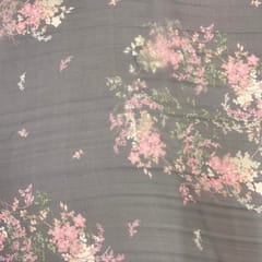 Black Floral Pure Organza Printed Fabric