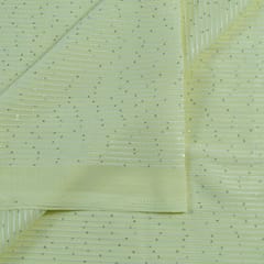 Lemon Color Georgette Thread With Sequins Embroidered Fabric (1.80Meter Piece)