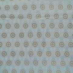 Off White Slub Cotton Khadi n Gold Printed Fabric (1.40Meter Piece)