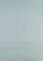 White Color Dyeable Cotton Chikan Embroidered Fabric (1.30Meter piece)