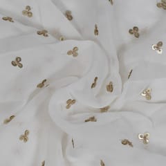 Dyeable Georgette Embroidered Fabric(1.30 Meter Piece)