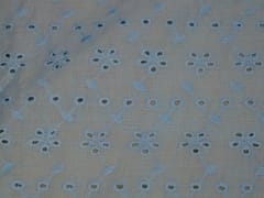 Light Blue Zigzag Floral Pattern Schiffli Embroidered Fabric