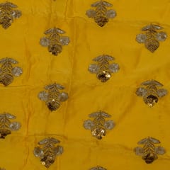 Yellow Color Upada Embroidered Fabric (70 Cm Piece)