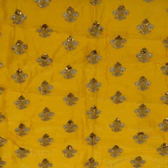 Yellow Color Upada Embroidered Fabric (70 Cm Piece)