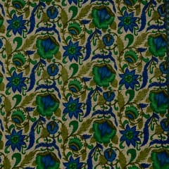 Green Color Poly Dupion Printed Fabric