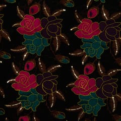 Black Color Georgette Embroidered Fabric